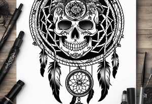 Dream catcher with skulls tattoo idea