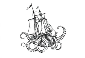 Queen Anne's Revenge with a kraken tattoo idea