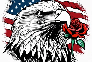 American eagle, flag and a rose tattoo idea