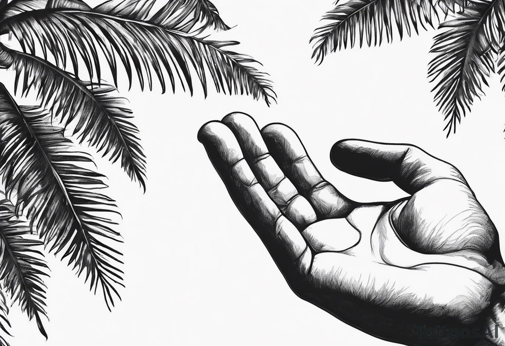 tree palm but swap leaves with hands tattoo idea