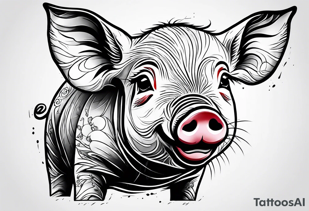 cute piglet.
with text: "friends not food" tattoo idea