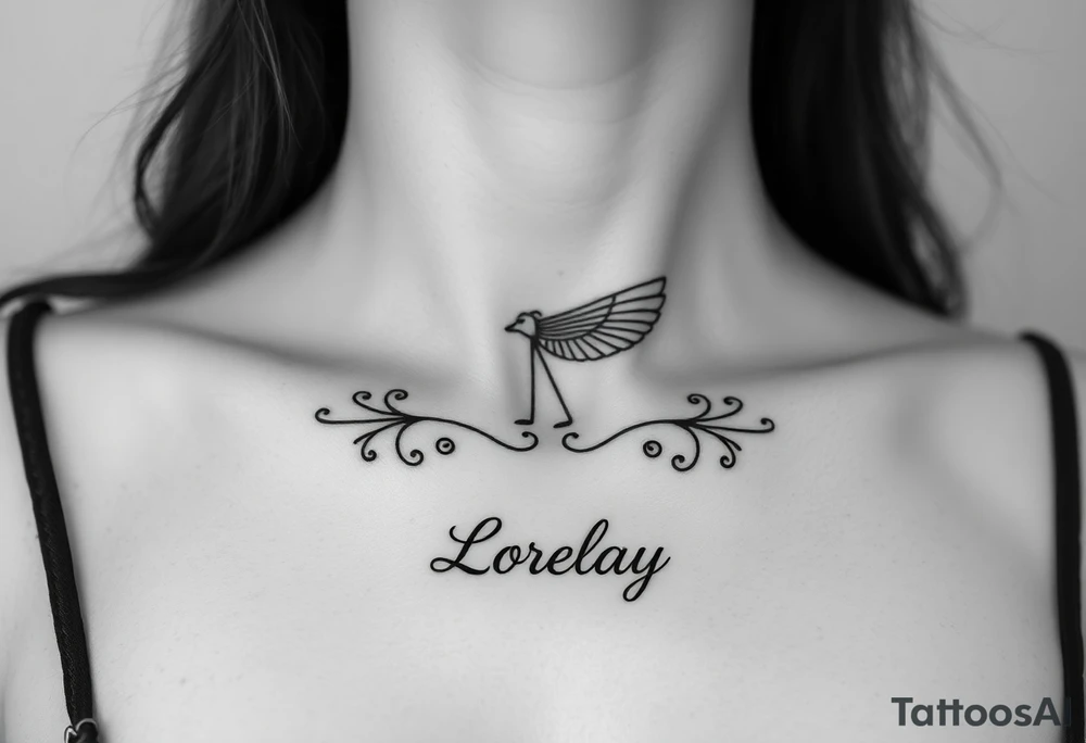 Crea un diseño significativo sobre la cultura egipcia y que tenga el nombre escrito por de bajo del diseño el nombre de mi hermana Lorelay para la parte baja del bíceps tattoo idea