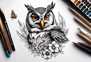 owl, hummingbird, pelican tattoo idea