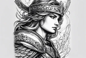 an angel's halo over a knight tattoo idea