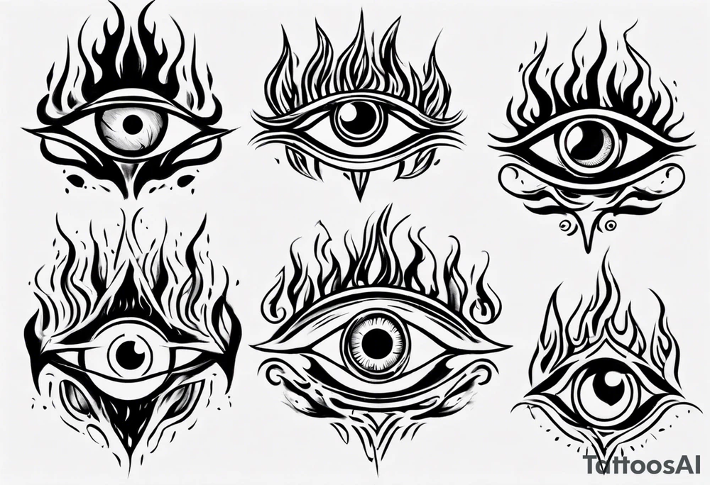 eye with flames tattoo idea