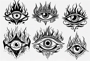 eye with flames tattoo idea
