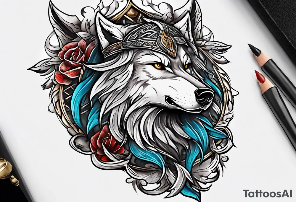 Viking wolf tattoo idea