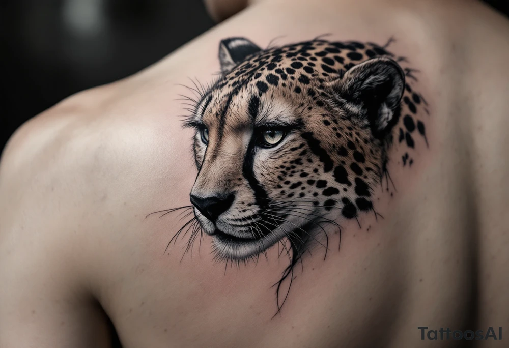 realistic cheetah with the number 62 tattoo idea