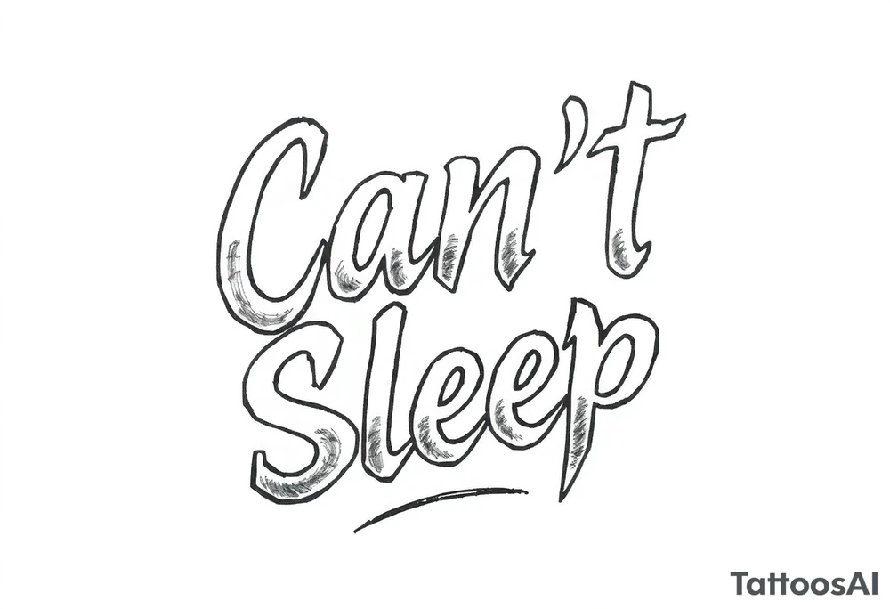 Words “Can’t Sleep” written in Heavy Metal font tattoo idea