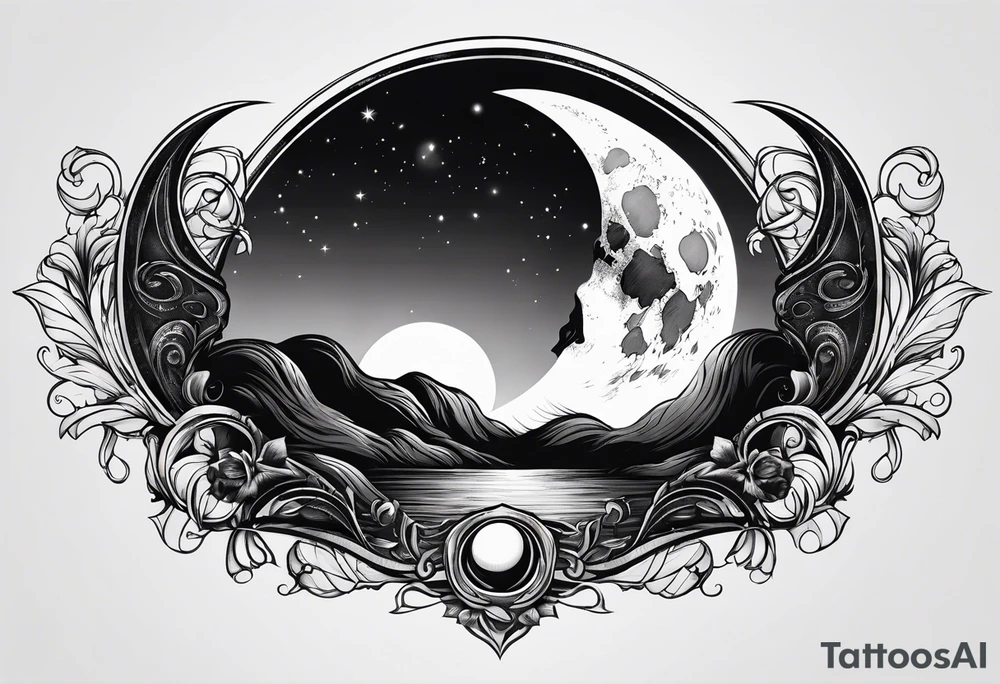 Gothic moon tattoo idea