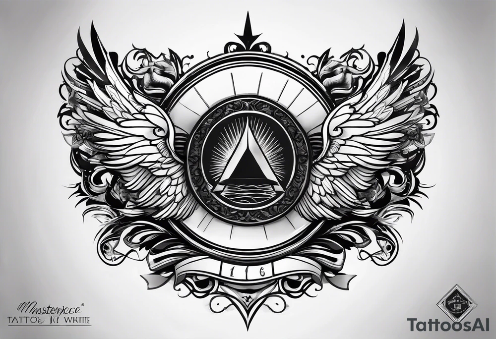 emblem long swork and a scale tattoo idea