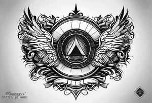 emblem long swork and a scale tattoo idea