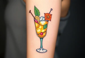 Maitai cocktail with islander garnishes tattoo idea