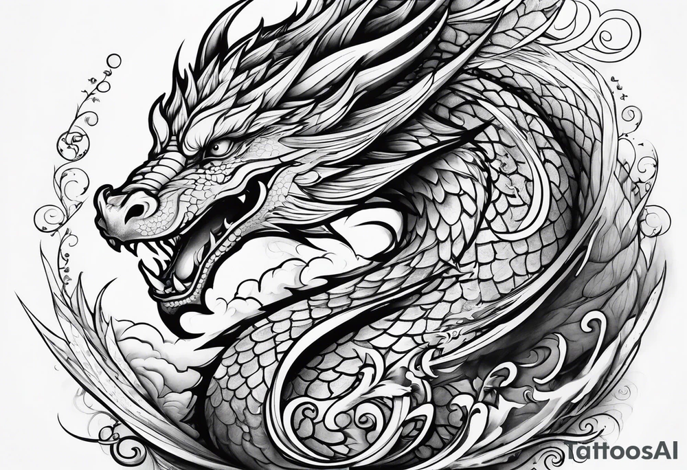 dragon swirling tattoo idea