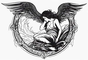 Fallen Angel falling to hell while god hold on to him tattoo idea