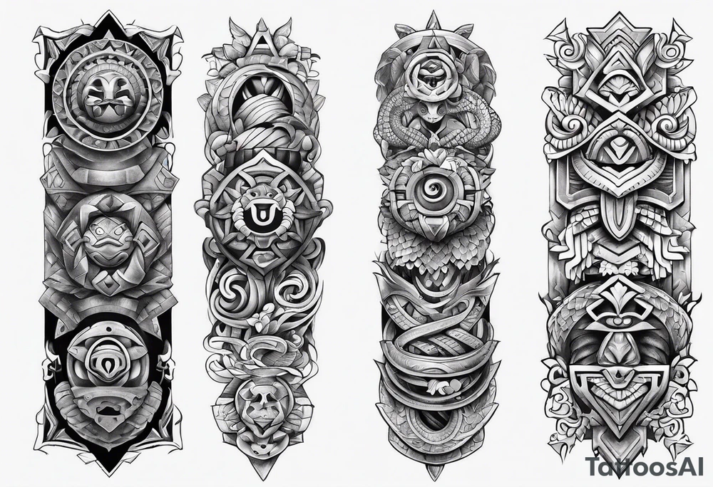 aztec snake sleeve tattoo idea