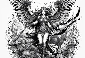 Angelic battle tattoo idea