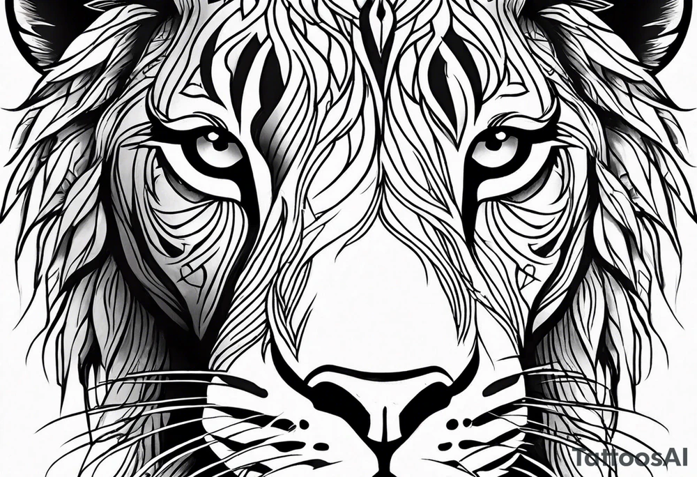 Lion eyes tattoo for forearm with a small family aspect of it, a symbol for sikhism and thorns tattoo idea