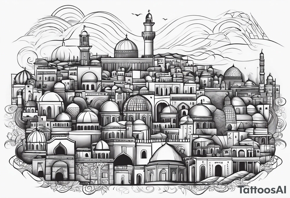 israel city vector swirl 
 vignette tattoo idea