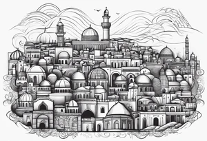 israel city vector swirl 
 vignette tattoo idea