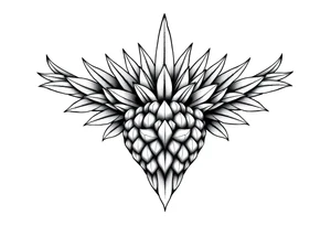 Majestic crown pineapple vagina, anus tattoo idea