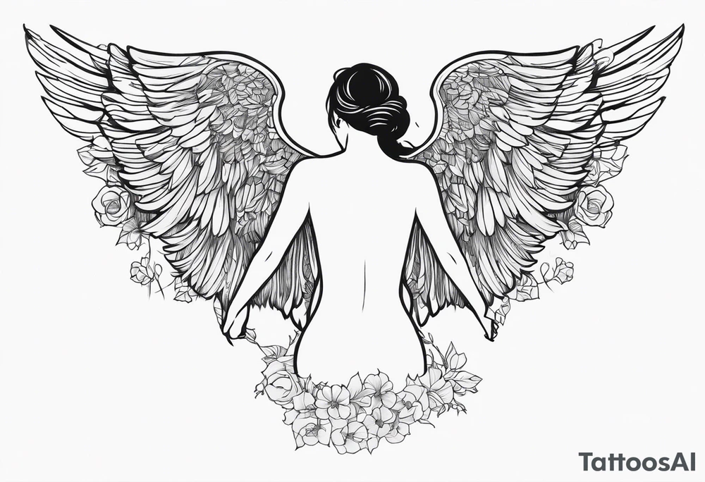 silhouette of a shooting angel from the back from the meadow tattoo idea