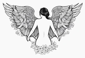 silhouette of a shooting angel from the back from the meadow tattoo idea