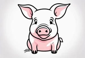 simple drawing of piglet or pig with text: "Friends. Not Food" included.
draw with very thin lines and no shading tattoo idea