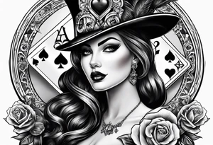 pinup style queen of spades tattoo idea