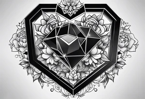 black hexagon diamond heart with tattoo idea