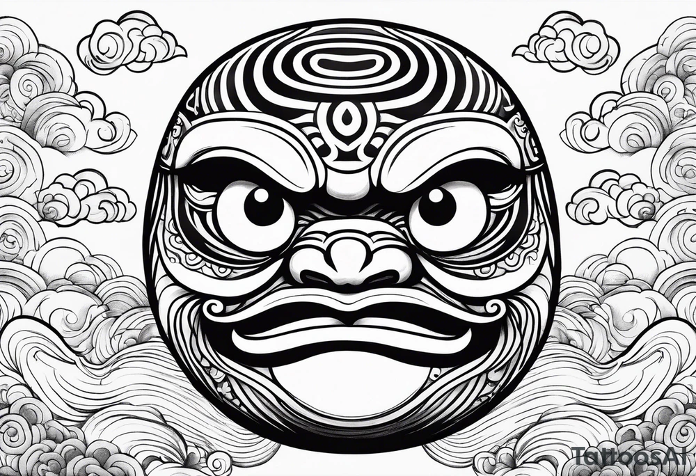 daruma doll with japanese clouds tattoo idea