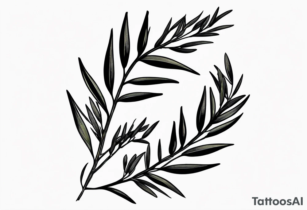 small thin olive branch bicep wraparound tattoo idea