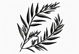 small thin olive branch bicep wraparound tattoo idea