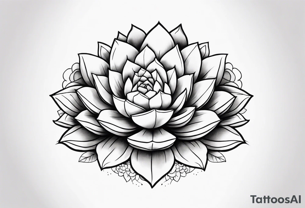 fine line. one big succulent in the middle. Two smaller succulents on the side. Dots and floral
. Sternum tattoo grey scale shading tattoo idea