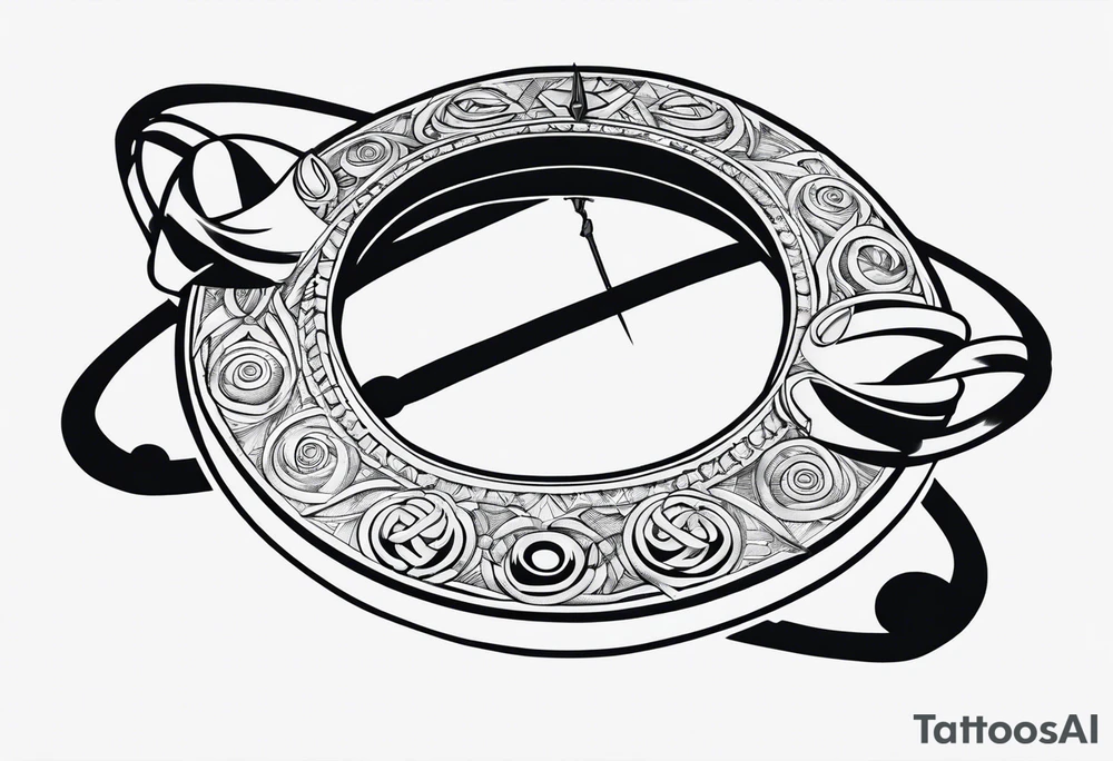 A kunai from Naruto with two bells around the ring tattoo idea A kunai from Naruto with two bells around the ring tattoo idea