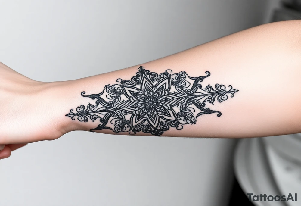 Ornamental Blackwork Von den Fingern über die ganze Hand bis zum Ellenbogen tattoo idea