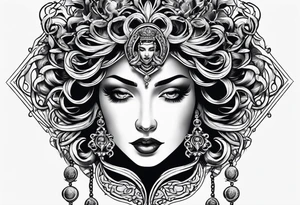 Gothic Medusa lady head blackwork tattoo idea