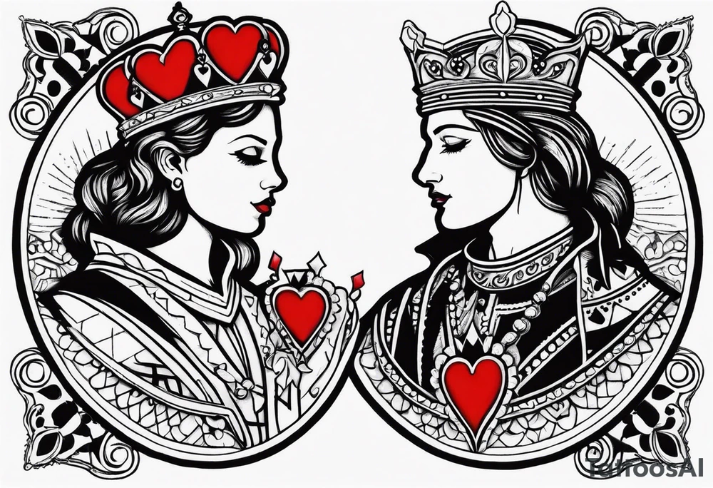 king and queen of hearts tattoo idea