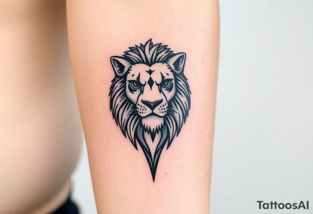 Fancy style "leo"  birth
 sign lion tattoo idea