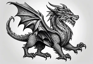 Standing Welsh dragon tattoo idea