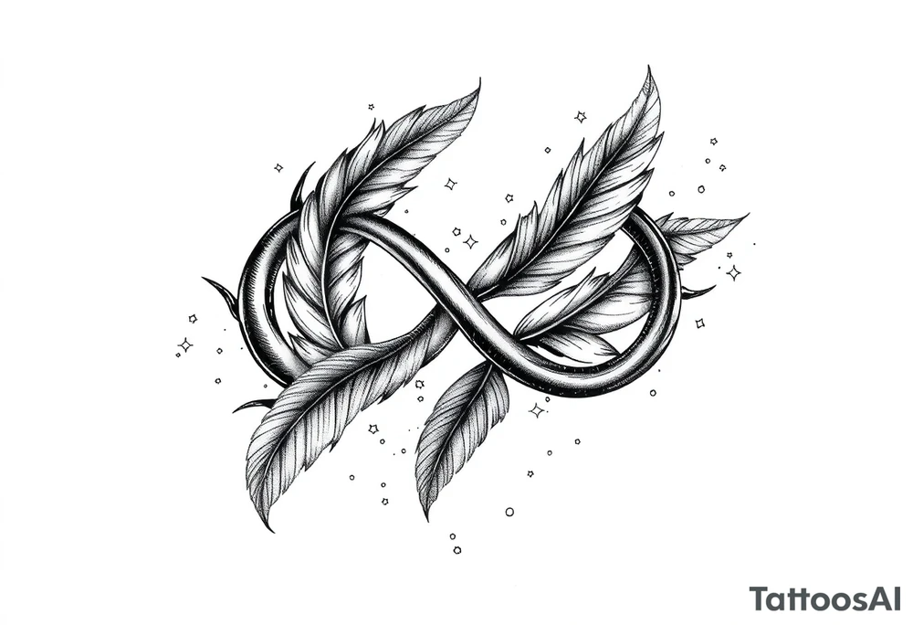 infinity symbol woven with floating feathers and stardust tattoo idea infinity symbol woven with floating feathers and stardust tattoo idea