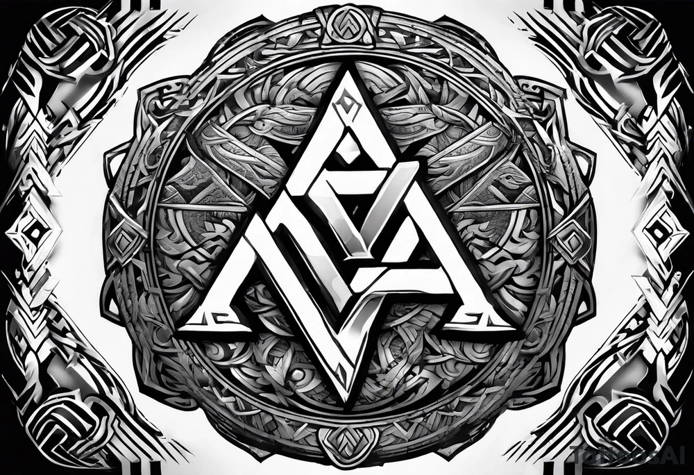 Valhalla  round 
shield axe sword valknut tattoo idea