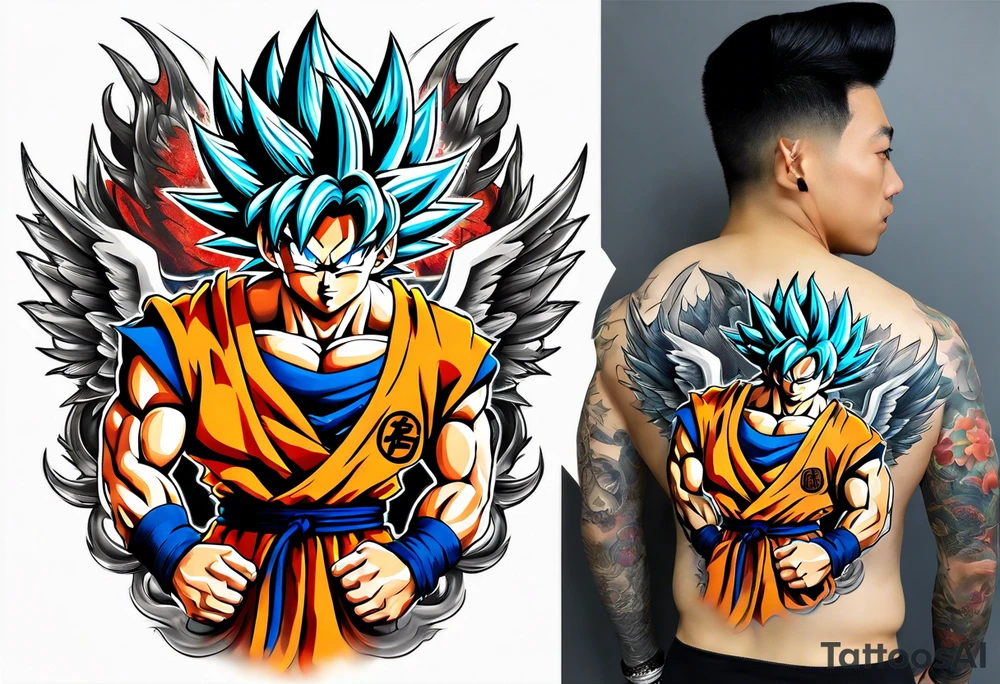 Tattoo on arm with goku with wings tattoo idea