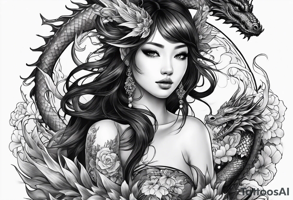 complete fairy nymph with dragon tattoo idea