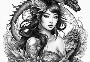 complete fairy nymph with dragon tattoo idea