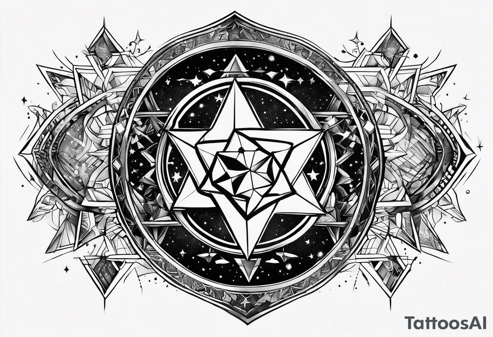 Tesseract and stars tattoo idea