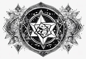 Tesseract and stars tattoo idea