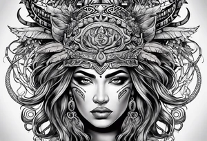 Indigenous woman as medusa tattoo idea