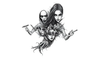 Horror movie character montage tattoo idea