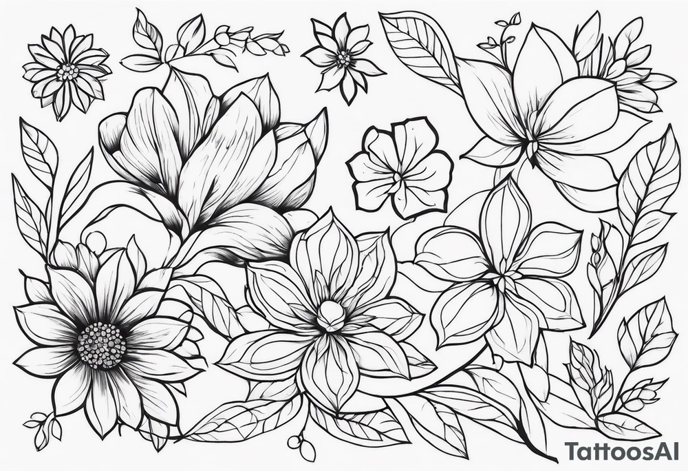 ornaments of flowers tattoo idea